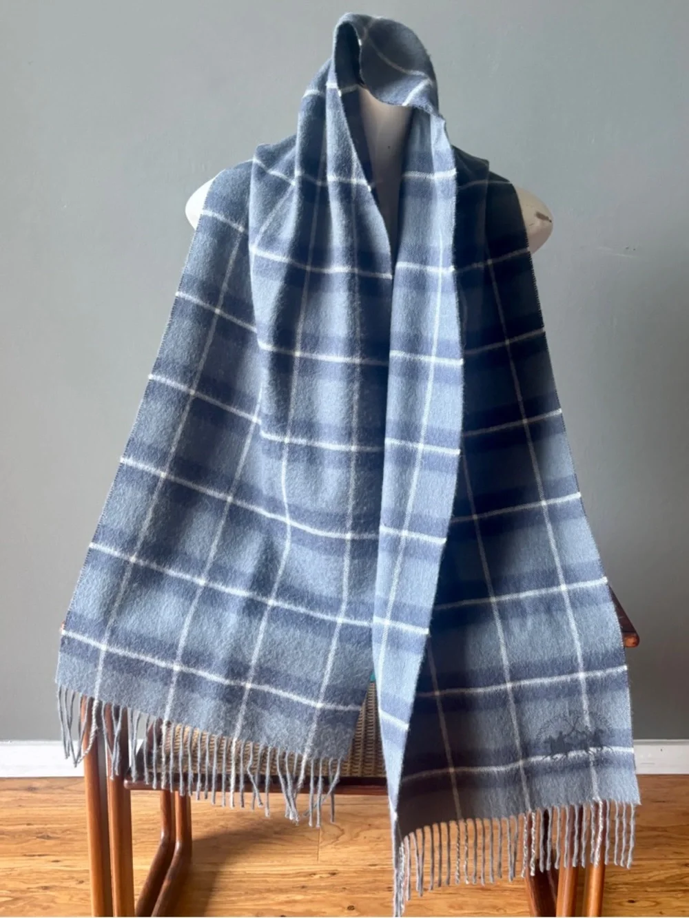 La Martina Argentina Polo Tradition Gray Plaid Scarf Luxurious Travel Find